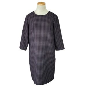 The Korner Dress Women's S Small Green Blue Plaid Long Sleeve Shift Midi NWT